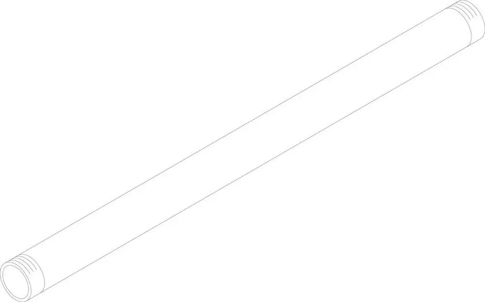 Langes, zylindrisches Rohr von Bosch mit Gewinde an beiden Enden, in neutralem Design, liegend dargestellt.